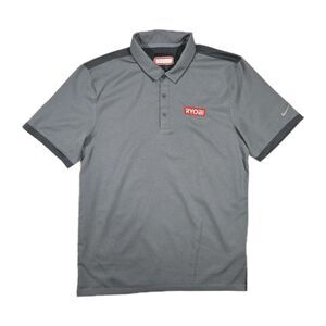 Mens Nike Golf DriFit Polo Short Sleeve Shirt Gray Small Embroidery Ryobi